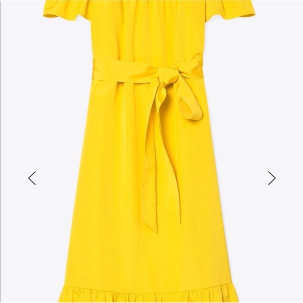 Tory Burch smocked shoulder dress - flaming yellow - Picture 5 of 15
